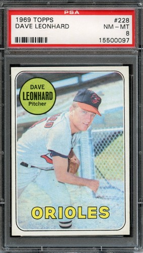 BB - 1969 Topps - #228 - Dave Leonhard - PSA 8 - casi nuevo-como nuevo - Imagen 1 de 2