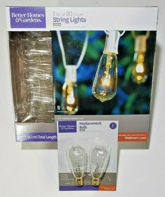 Better Homes Gardens Outdoor 20 Count Edison String Lights White