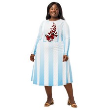 All-over print long sleeve midi dress