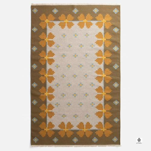 Abstract Yellow Wool Area Boho Rug Nomadic Tribal Neutral Living Room Rug Runner - Picture 3 of 6