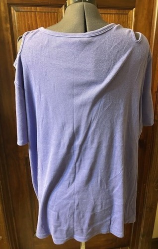 Terra & Sky Brand Women's Purple Cold Shoulder SS Stretch Top Shirt 3X (24-26W) - Imagen 3 de 3