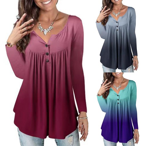 Plus Size Women Long Sleeve Loose Blouse Baggy Tops Holiday V Neck Tunic T  Shirt | eBay