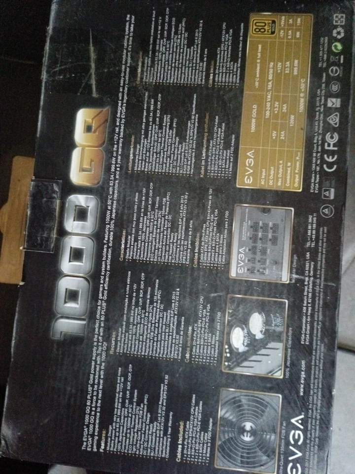 EVGA 1000 GQ 80+ GOLD 1000W Alimentatore per Computer - Nero - Immagine 4 di 4