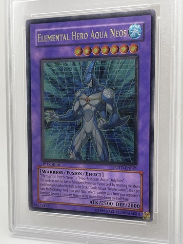 Elemental Hero Aqua Neos PSA 9 Ultimate Rare 1st Ed Gold Stamp POTD-EN031 Yugioh - Picture 5 of 19