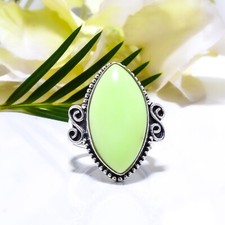 Natural Lemon Chrysoprase Gemstone 925 Sterling Silver Ring Oxidize Jewelry.