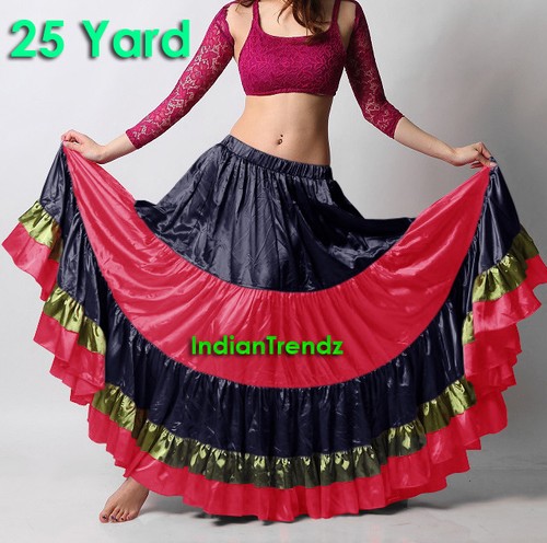Adult Belly Dancing Dancewear 5-Tier Gypsy Skirt - 25 Yard Satin