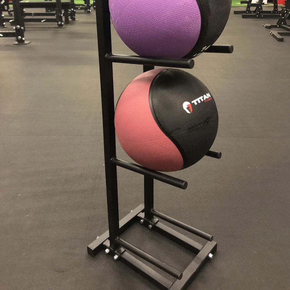 Árbol de almacenamiento de balones medicinales ajustables Titan Fitness, tiene capacidad para 5 bolas medicinales Foto 3 de 4