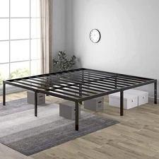 Metal Platform Bed Frame,No Box Spring Needed, Slots for Headboard Attachment