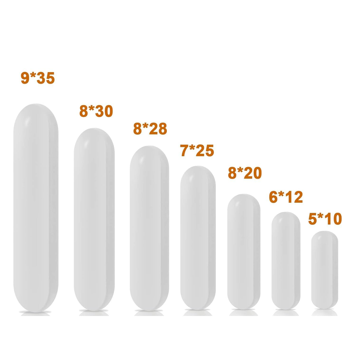 Retreval Rod Lab Stir Bar Set 7-Pack PTFE Magnetic Stir Bars With Retrieval Rod ...