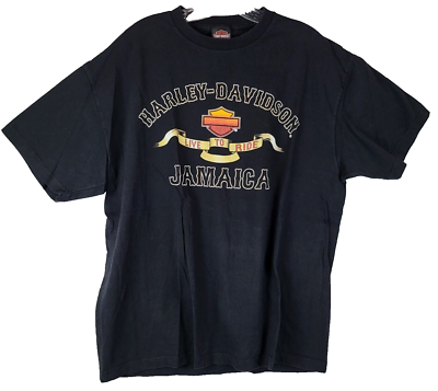 Harley-Davidson Jamaica Live To Ride Black Gold Short Sleeve T