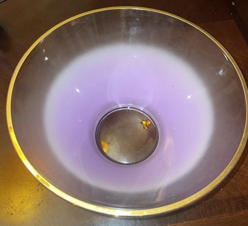 MCM Blendo Cuenco Esmerilado Púrpura con Borde Dorado 10.5” Ponche, Snack, Ensalada - Imagen 2 de 8