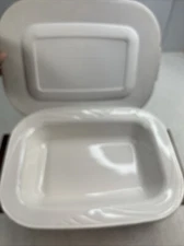 Corning Casual Elegance L-13 Casserole Baking Dish w/Lid Excel. 12”x10”x3”.White