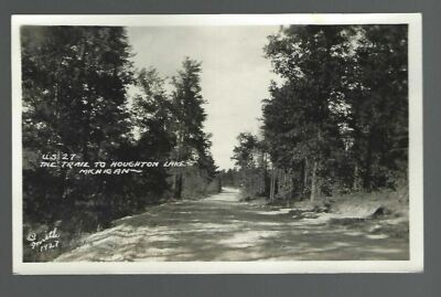 #ad #ad RPPC The Trail To Houghton Lake @Smith 1927 Bamp;W Dirt Road Pine Trees Mich AO3 $24.99