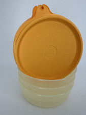 Vintage Set Of 3 Tupperware Little Wonder Bowls 1286 A Lids 215 Orange NOS