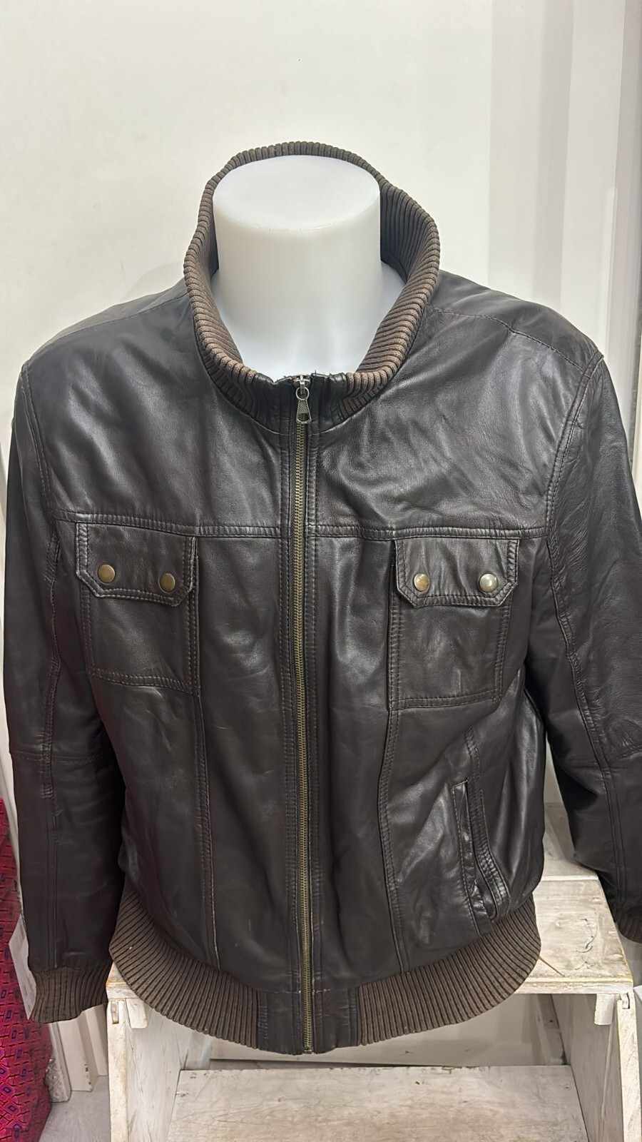 Vintage Brown Leather Jacket for Men Size 48 by Conbipel LLD441