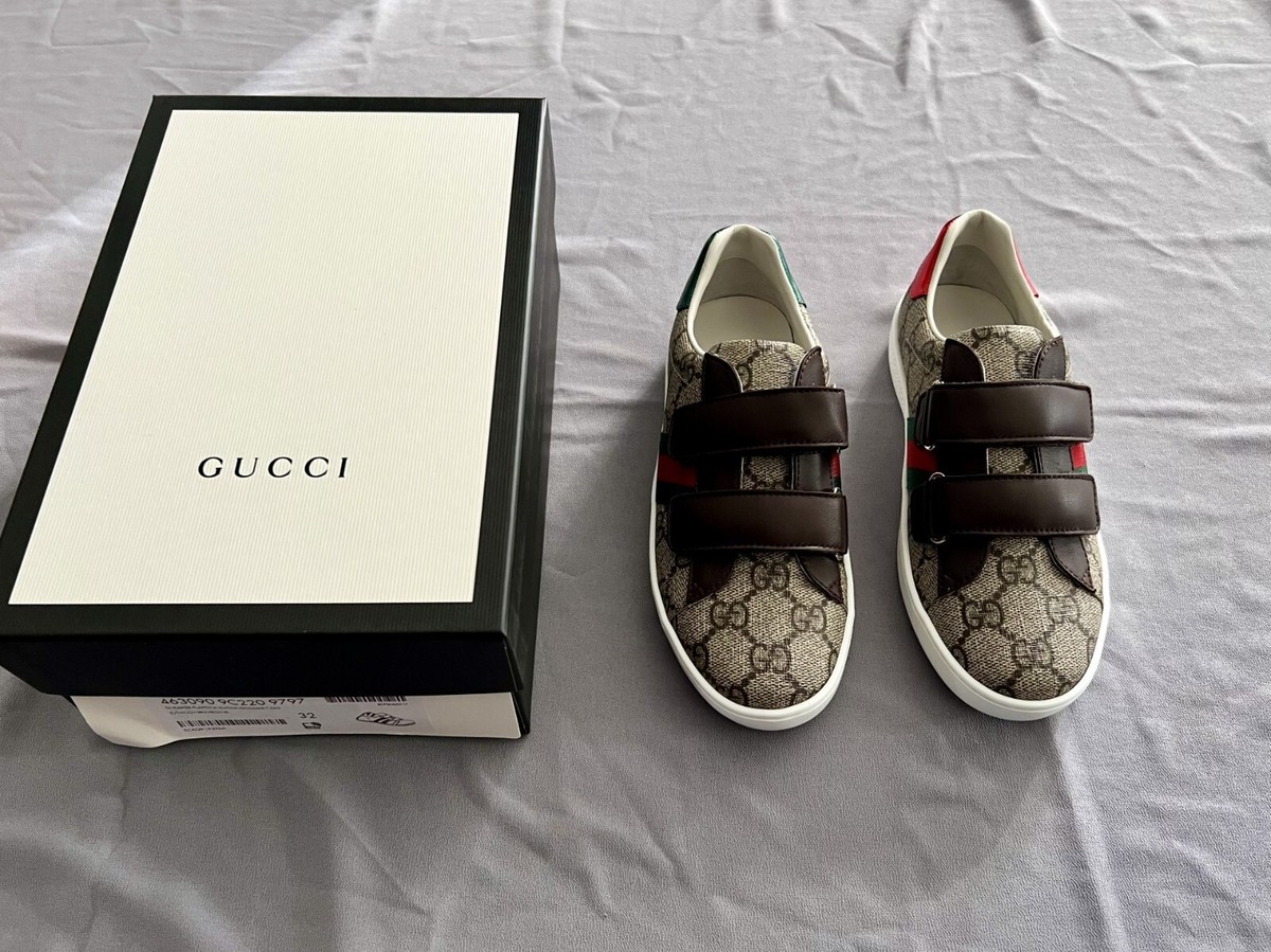 NEW IN BOX GUCCI KIDS ACE GG SUPREME WEB STRIPE SNEAKER/ SHOES UK