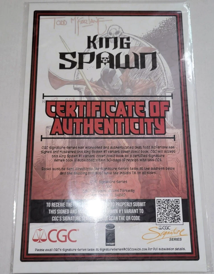 King Spawn #1 McFarlane Retailer Incentive Variant CBCS 9.8 Signed by Todd - Image 4 of 4
