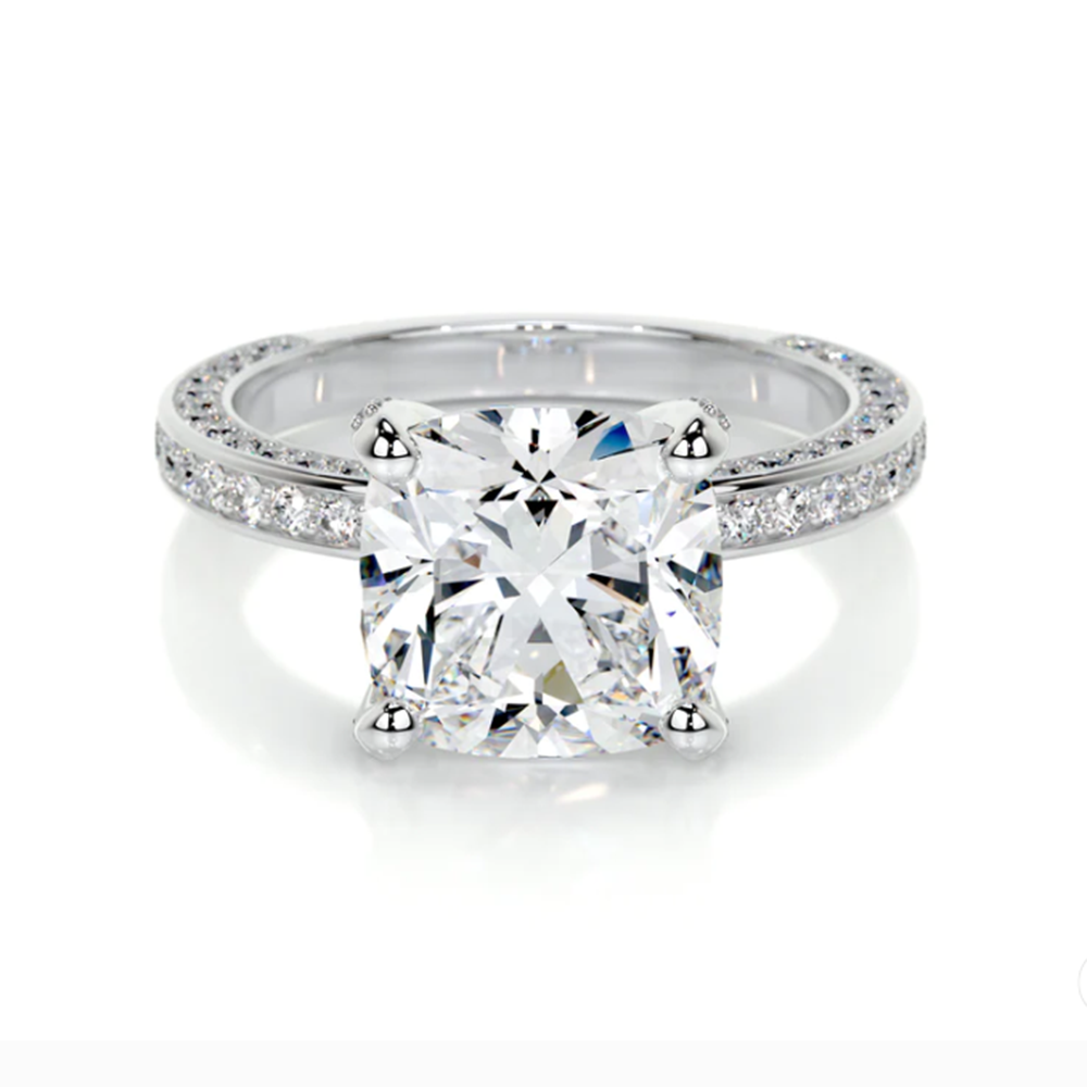 1.70ct Lab Grown Cushion Diamond Engagement Ring in 14k White Gold-image