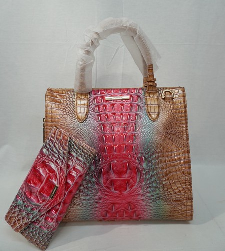 SET Brahmin Caroline Satchel/Shoulder Bag+ Wallet in Lakeridge Ombre Melbourne - Picture 12 of 24