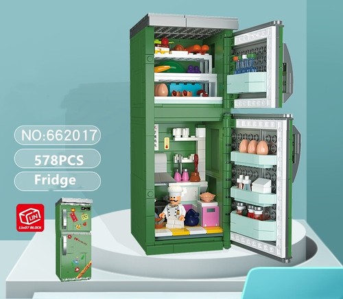 Moc 578pc Building Blocks Retro Refrigerator fridge City Bricks Model Kids Toy - Picture 2 of 5