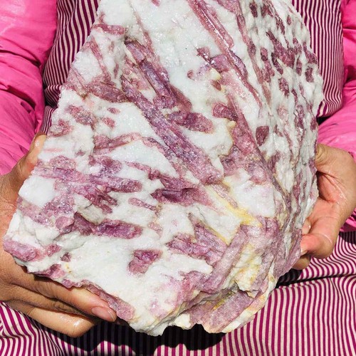 17.55LB Natural Red tourmaline with quartz crystal cluster mineral specimen 508 - Picture 5 of 18