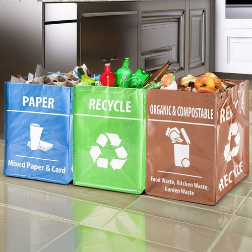 5 Pack Reusable Recycling Bags Paper Plastic Glass Large Recycle Household Waste - Picture 15 of 15