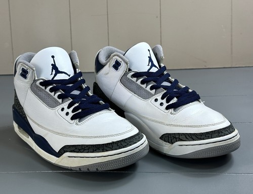 Air Jordan 3 Retro Midnight Navy Size 9 CT8532-140 Cement White Blue Nickel - Picture 5 of 16
