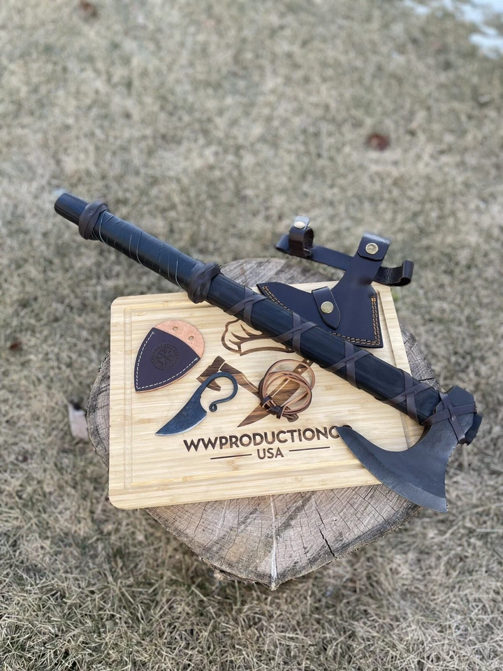 Ragnar Black Vikings axe with free neck Knife, Perfect For Hunting, camping, - Image 2 of 4