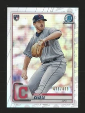 2020 Bowman Chrome Aaron Civale Indians #36 RC Rookie Refractor Parallel 476/499