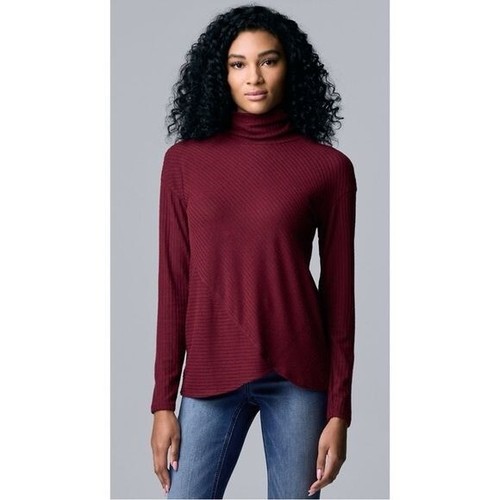 NWT Simply Vera Vera Wang Essential Ribbed Turtleneck Top Red Size XXL