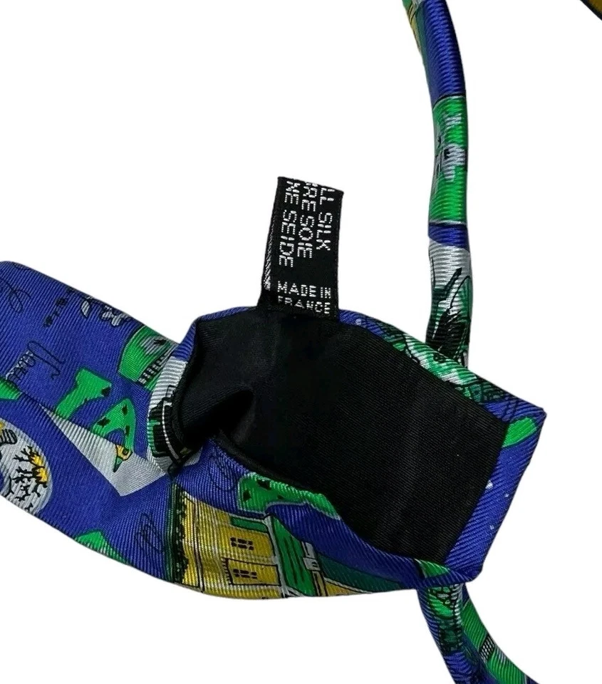 Corbata de seda DAVIDOFF ITALIA azul verde arte con:4" usada en excelente estado Foto 3 de 4