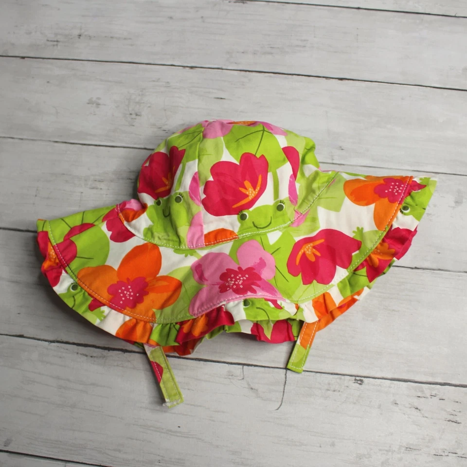 Crazy 8 девочки гибкий пляж солнца шляпа размер 2T 3T 100% хлопок подбородок ремень цветочный - Изображение 2 из 4