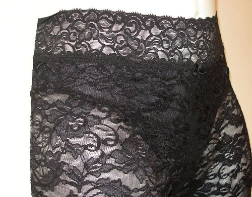 NEW Black Lace ABS Intimates Bottoms Pantyhose w Flowers Decorative Bows Medium - Picture 2 of 11