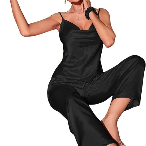 Womens Pajamas Sets Silk Lingerie Satins Sleepwear Cami Pants Set Pj Nightwear - Picture 27 of 28