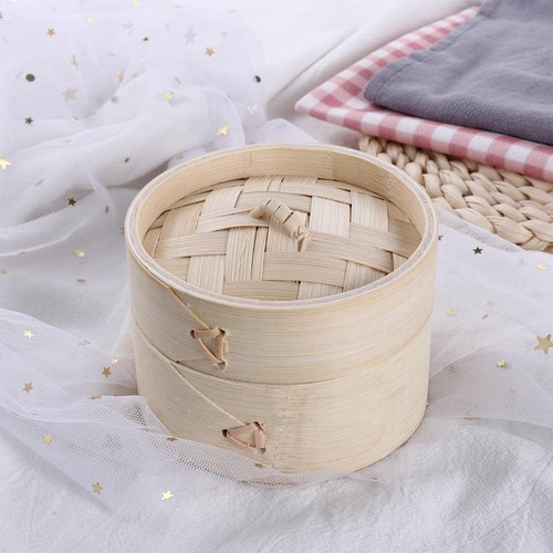 Shower with Lid Tray Natural Bamboo Steaming Tool Soap Bar Steamer Basket Dish - Picture 8 of 12