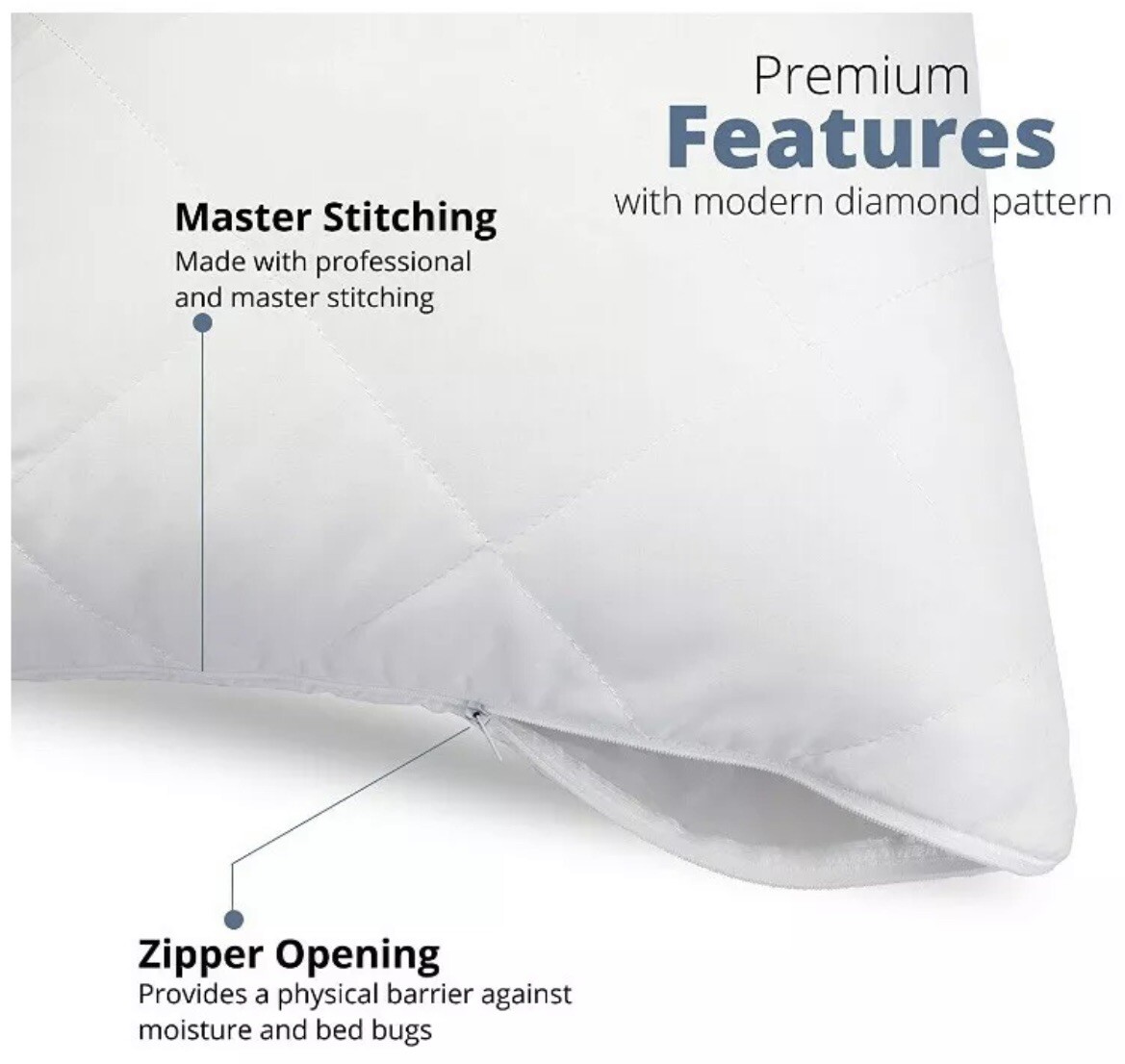 MAshiq's Luxury Quilted Pillow Protector with Zipper Closure Pack Of 4