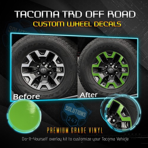 Fit 2016-2019 Toyota Tacoma TRD OffRoad Wheels Vinyl Decal - Glossy Gloss Finish - Picture 7 of 16