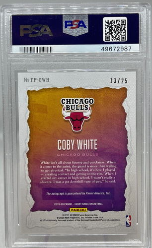 COBY WHITE 2019-20 Court Kings Fresh Paint #13/25 Rookie Auto Jade PSA 9 MINT RC - Picture 2 of 7