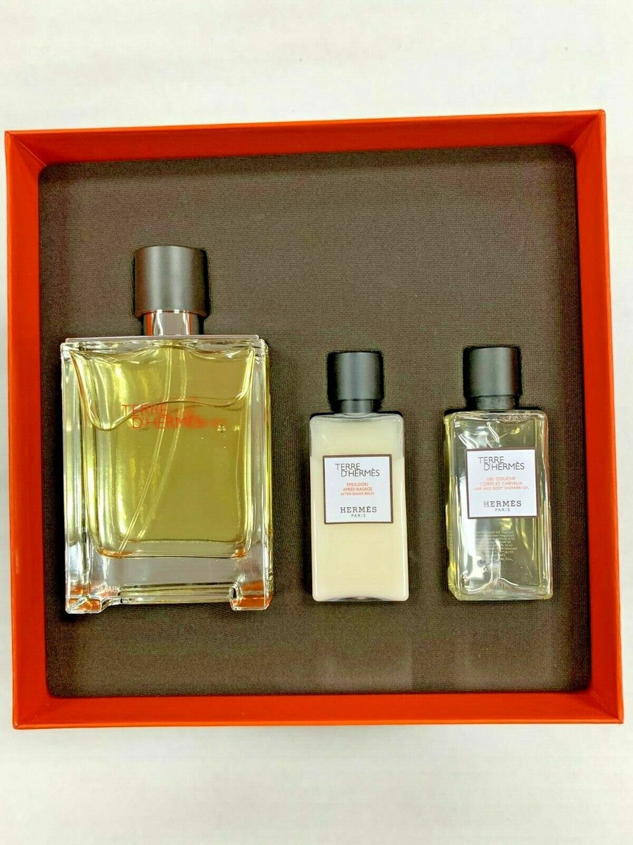 TERRE D'HERMES by Hermes 3 PIECE GIFT SET - 3.3 OZ EAU DE TOILETTE