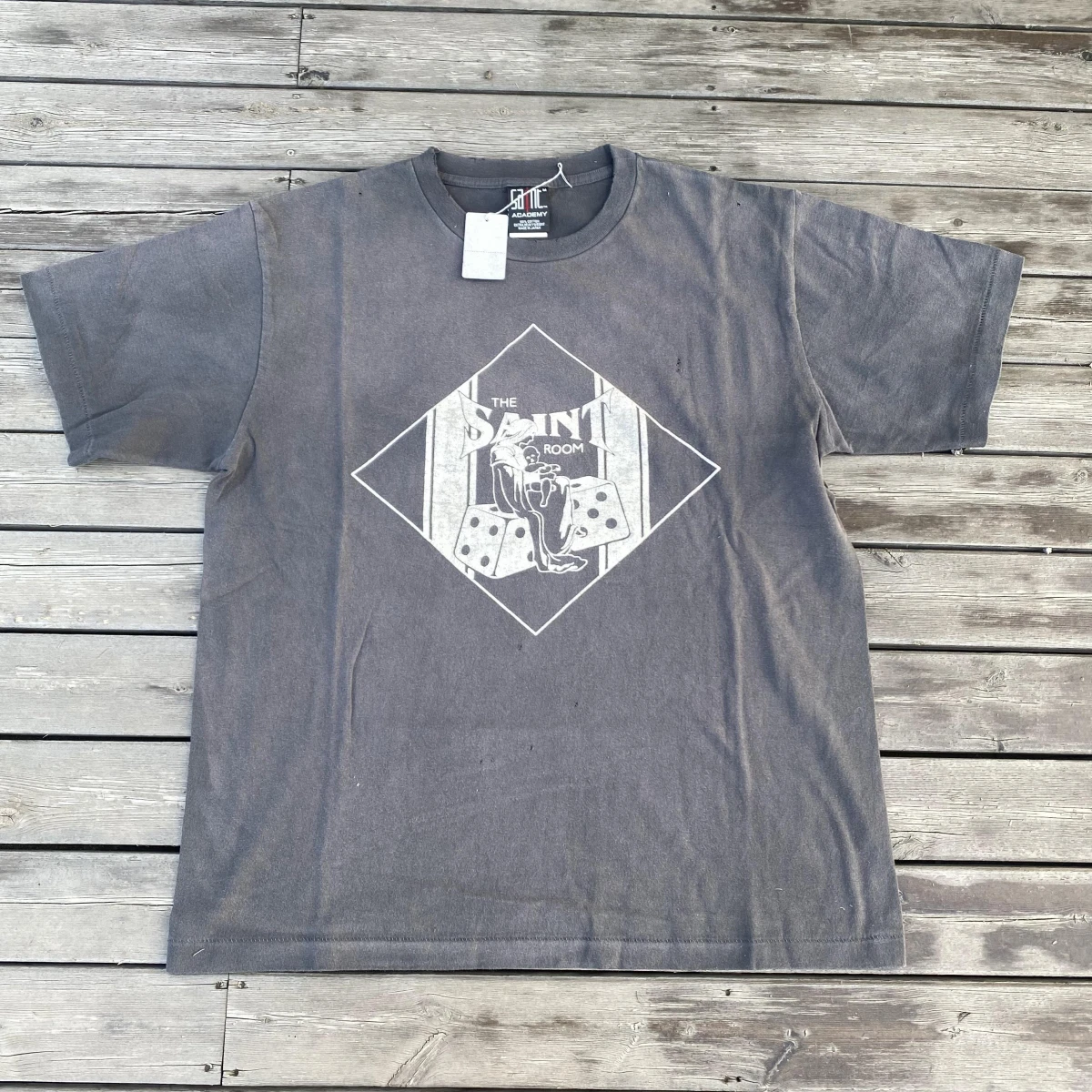 Saint Michael Dice Virgin Baby Print T-shirts Vintage Short Sleeve
