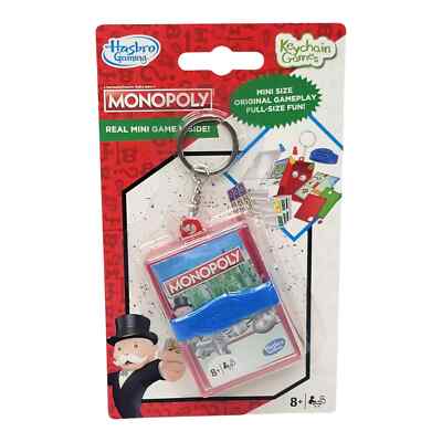 Hasbro Keychain Games Monopoly Real Mini Travel Pocket Game NEW