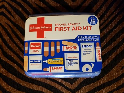 Johnson & Johnson Travel Ready 80-Piece FIRST AID KIT Portable Emergency CAR