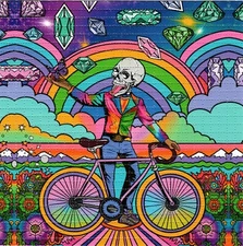 Rainbow Bike Day by Ellie Paisley Brooks BLOTTER ART perforated tabs psychedelic