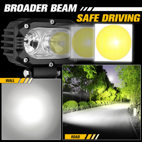 4 inch LED Work Light Bar White 6000k 8000LM Flood Pods Offroad Driving Fog Lamp - Picture 3 of 13