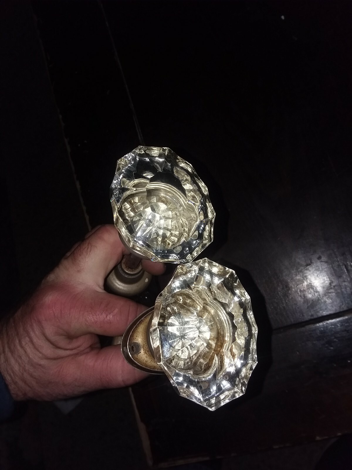 2 PAIRS OF ANTIQUE GLASS CRYSTAL DOOR KNOBS eBay