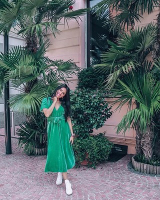 zara velvet midi dress green