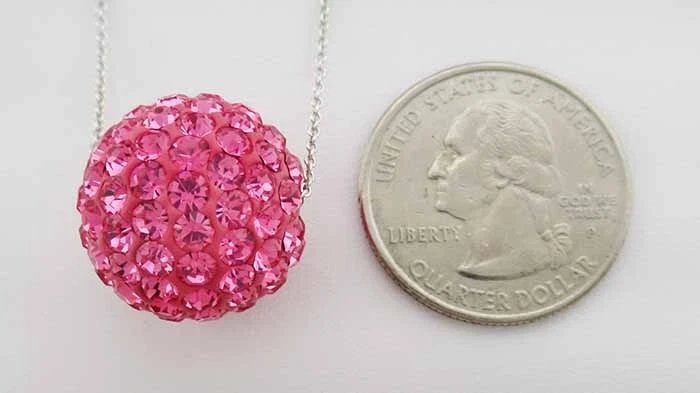 COLGANTE BOLA ZAFIRO ROSA SWAROVSKI PLATA .925 - NUEVO CON ETIQUETA - Envío Gratis Foto 3 de 3