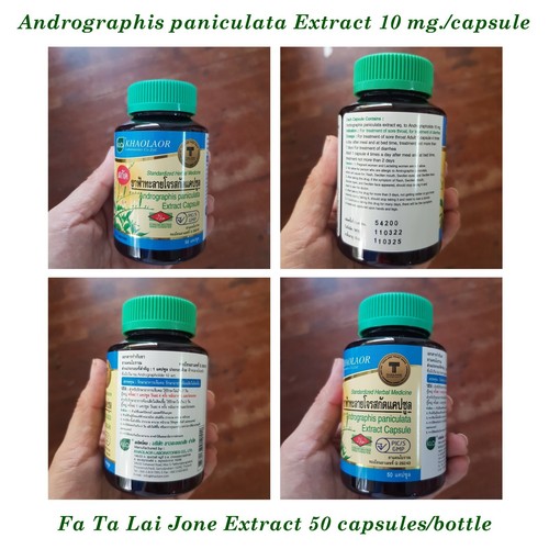 Anti Flu Fa Ta Lai Jone KHAOLAOR Andrographolide Extract 10 mg x 50 capsules - Picture 3 of 73