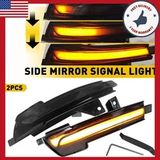 [SMOKED] LED Amber Blinker Dynamic Side Mirror Signal Light Fit Mustang 15-22