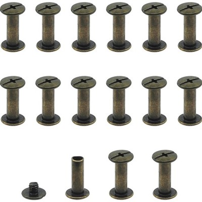 Schraubnieten  15 Stück M5x15mm Bronze Chicago Nieten Buchbinderei